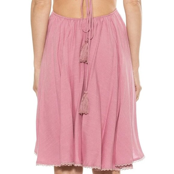 ALEXIA ADMOR Size 8 Women's Ali Halter Dress Lace Trim Cutout Fit and Flare Pink - Picture 7 of 15